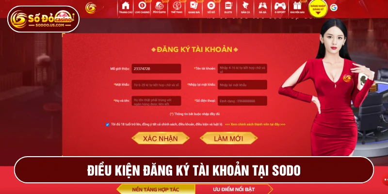 Điều khoản về đăng ký tài khoản cá cược tại nhà cái SODO