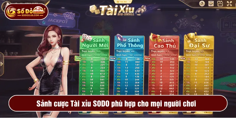 Sảnh cược Tài xỉu SODO phù hợp cho mọi người chơi