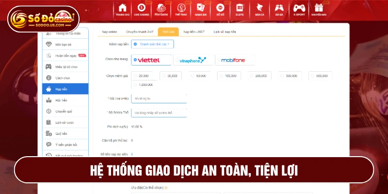 Hệ thống giao dịch nạp rút tiền an toàn, tốc độ xử lý nhanh