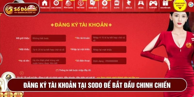 Giao diện đăng ký tài khoản nhanh chóng chỉ với vài thao tác